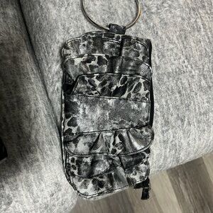 Black and Gray Animal Print Wristlet/Clutch